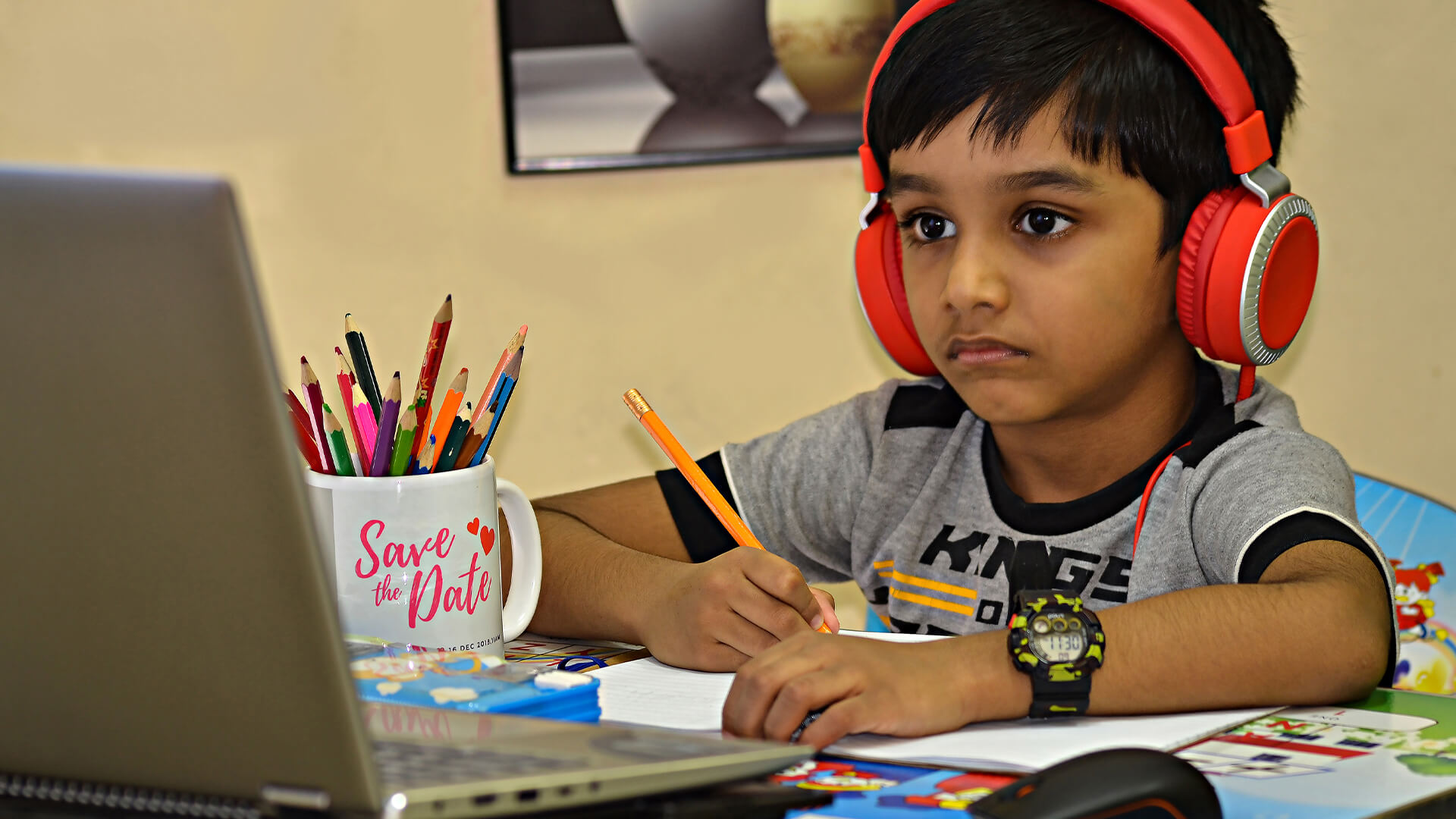 Young boy with headphones