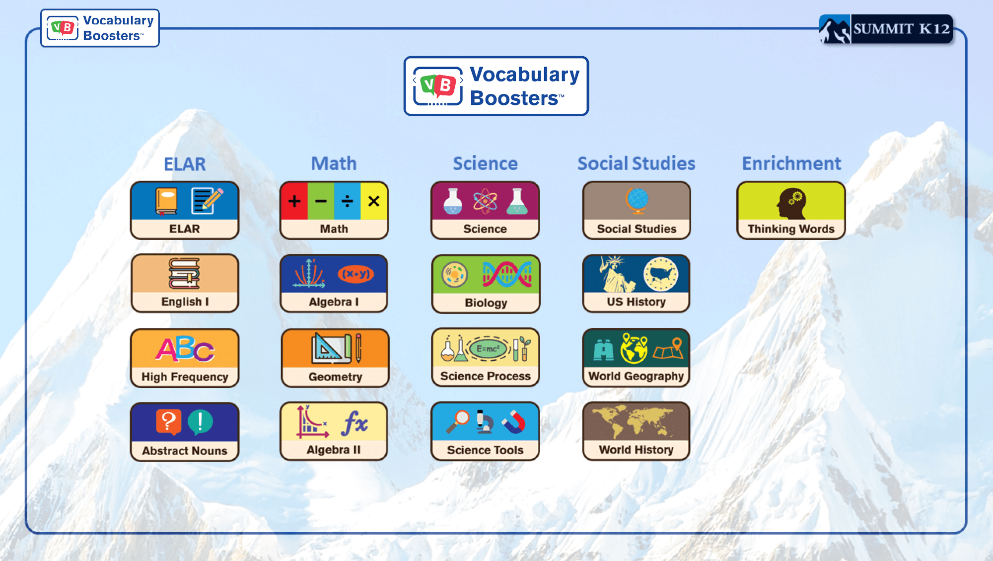 Vocabulary Boosters Subjects